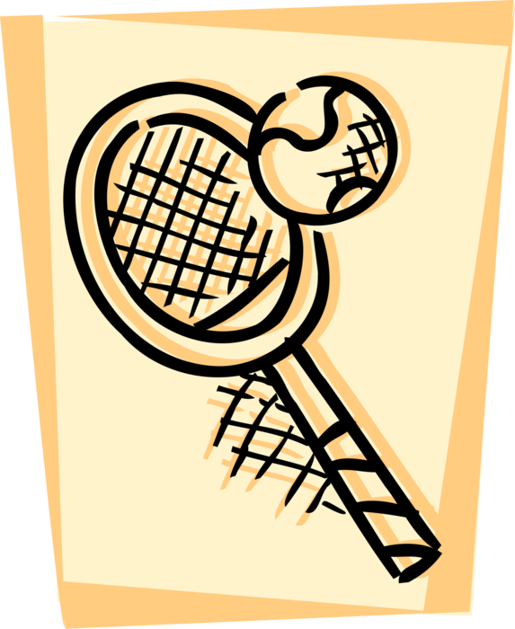 Vector Illustration of Sport of Tennis Ball and Racket Racquet
