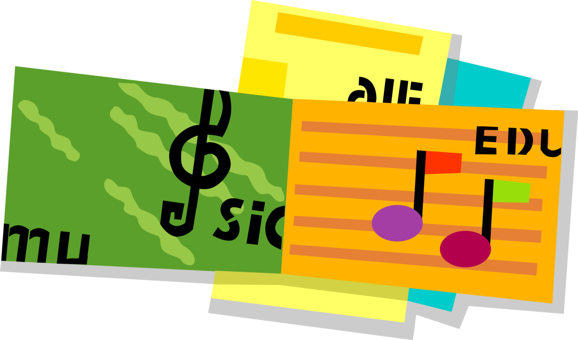 Vector Illustration of Musical Songbook Sheet Music with Treble Clef and Notation Notes