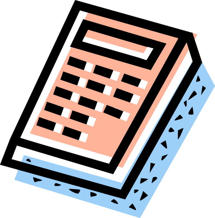 Vector Illustration of Calculator Portable Electronic Device Performs Basic Operations of Mathematics