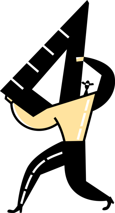 Vector Illustration of Measuring Distance with Set Square Triangle for Drawing Vertical and Angled Lines