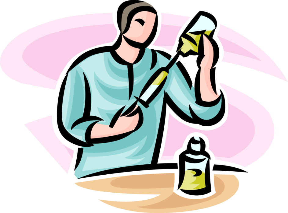 Vector Illustration of Health Care Professional Doctor Physician Prepares Hypodermic Syringe Needle with Vaccine for Injection