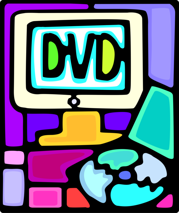 Vector Illustration of Multimedia Information Resource on DVD Digital Storage Media 