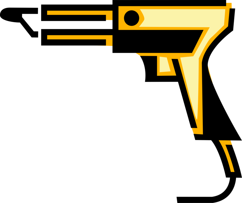 Vector Illustration of Electrically Powered Soldering Gun Solders Metal