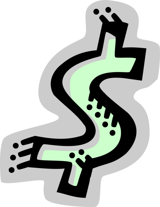 Vector Illustration of Cash Dollar Sign Bill Paper Money Monetary Currency Banknote Symbol