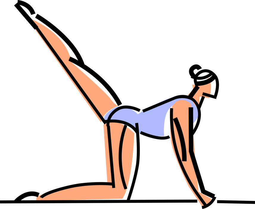 Vector Illustration of Gymnast Performs on Balance Beam During Gymnastics Meet