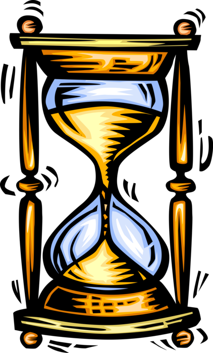 Vector Illustration of Hourglass or Sandglass, Sand Timer, or Sand Clock Measures Passage of Time