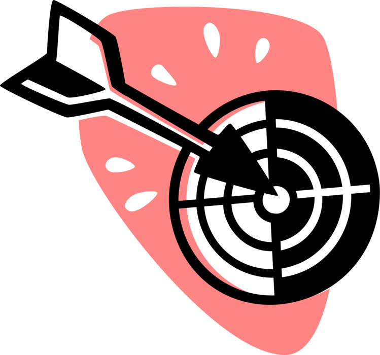 Vector Illustration of Archery Marksmanship Arrow and Bullseye or Bull's-Eye Target