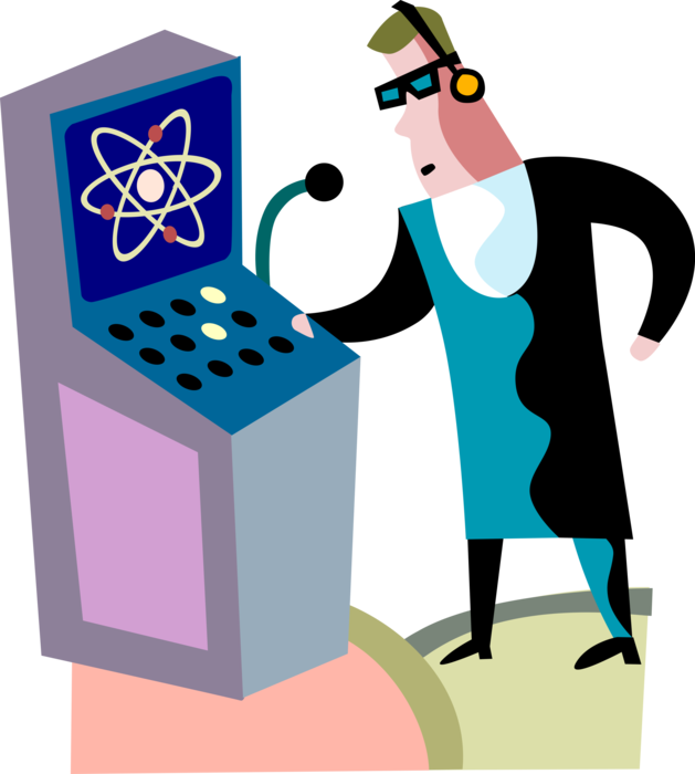 Vector Illustration of Nuclear Energy Physicist Has Ideas to Exploit Power of Atomic Nuclei Atoms