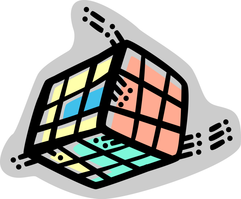 Vector Illustration of Rubik's Cube Puzzle Solving Mind Game