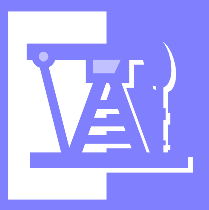 Vector Illustration of Petroleum Industry Oil Well Pumpjack Reciprocating Piston Pumps Pumping Fossil Fuel