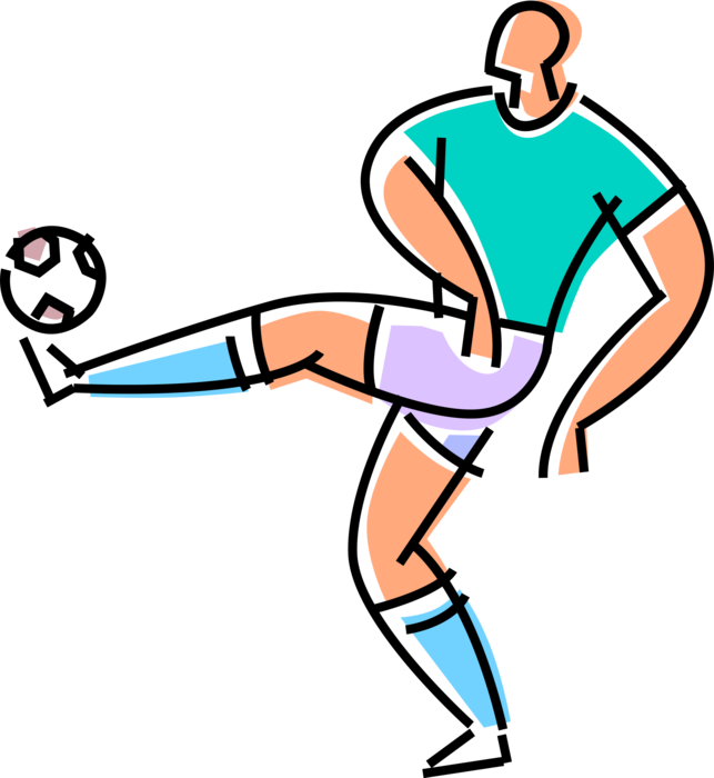 Vector Illustration of Sport of Soccer Football Player Shows Off Juggles Ball with Toe Bounce