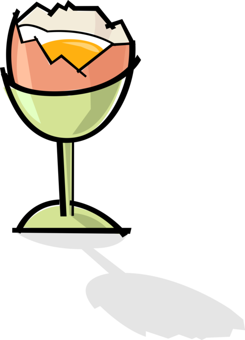 Vector Illustration of Breakfast Soft Boiled Egg in Egg Cup
