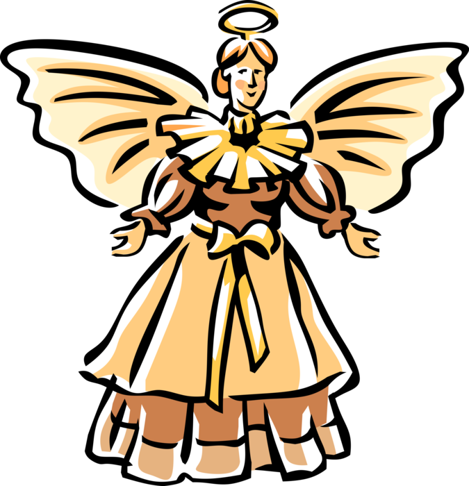 Vector Illustration of Festive Season Christmas Spiritual Angel Tree Decoration with Wings and Halo