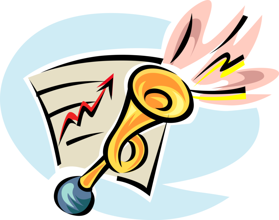 Vector Illustration of Business Success with Air Horn, Blowing Your Own Horn Idiom