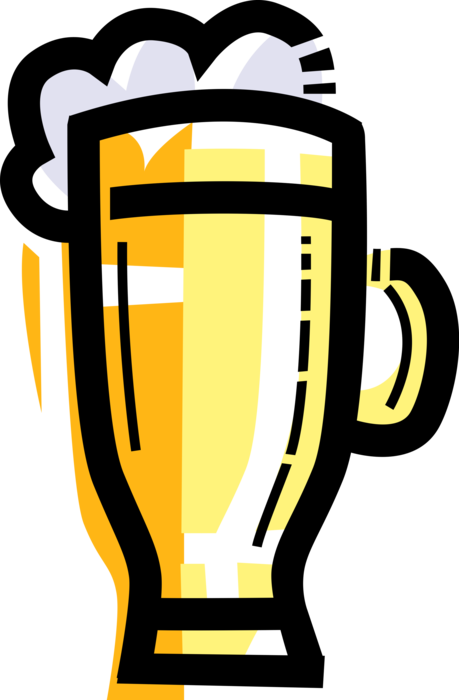 Vector Illustration of Beer Fermented Malt Barley Alcohol Beverage in Mug with Frothy Head