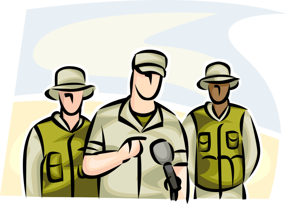 Vector Illustration of United States Military Communications Officer Provides Answers to Questions at Press Conference