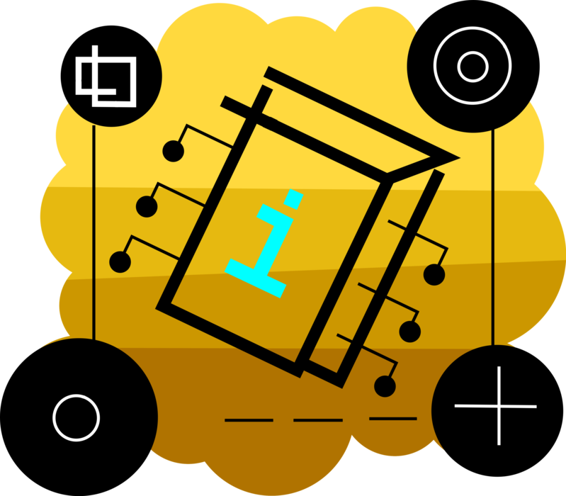 Vector Illustration of Information Technology Computer Chip Integrated Circuit Electronic Component