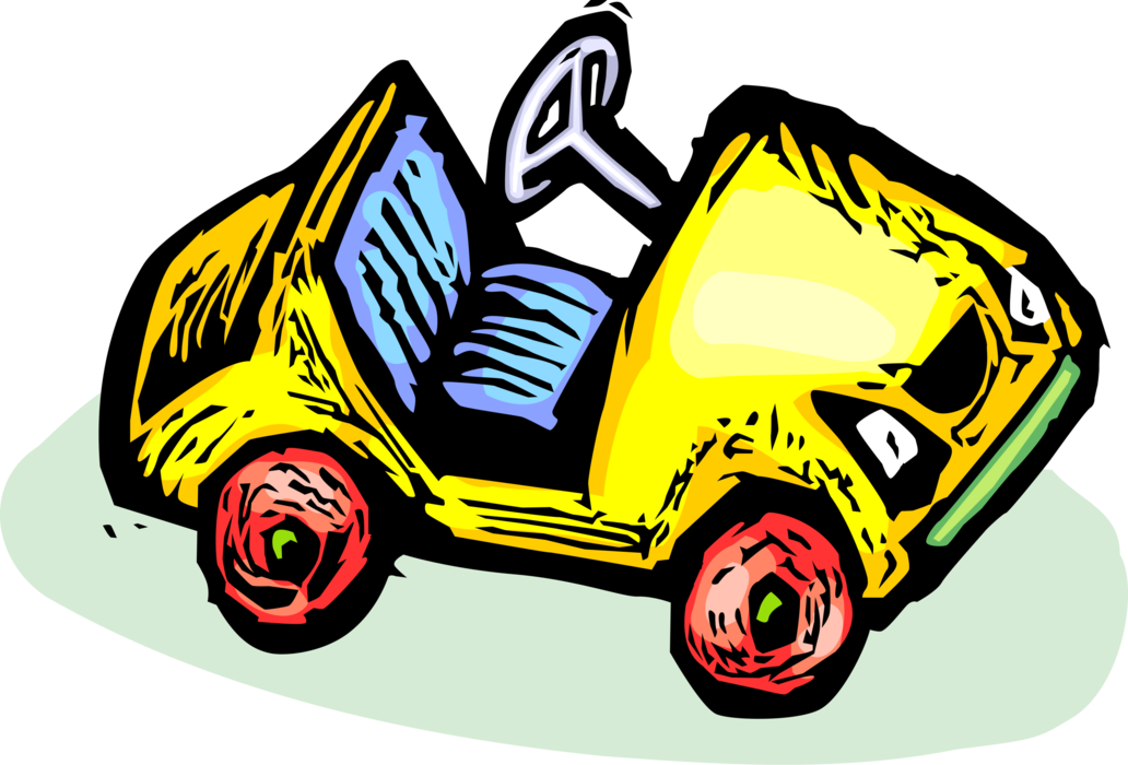 Vector Illustration of Child's Play Toy Riding Pedal Car Automobile Vehicle
