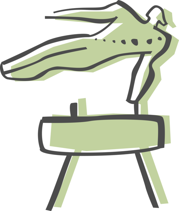 Vector Illustration of Gymnast Performs on Pommel Horse Artistic Gymnastics Apparatus