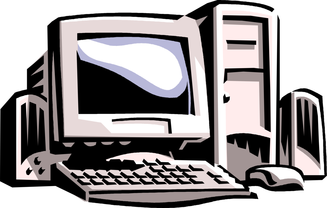 Vector Illustration of Personal Desktop Computer System