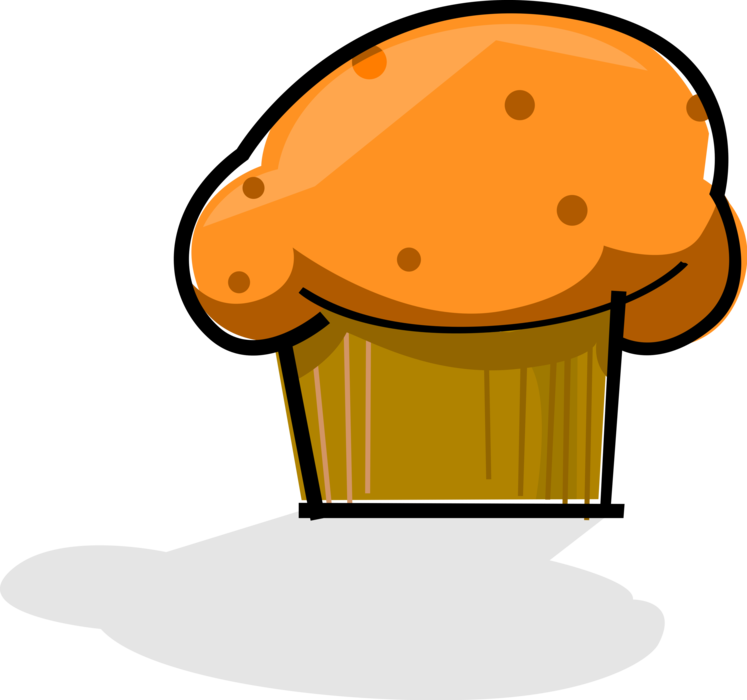 Vector Illustration of Baked Quick Bread Muffin Eaten as Breakfast Food