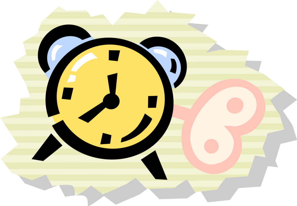 Vector Illustration of Alarm Clock Ringing Its Morning Wake-Up Call