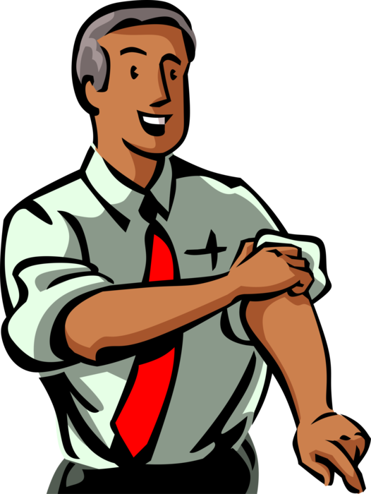 Vector Illustration of Businessman Takes Initiative and Rolls Up Shirt Sleeves to Get Job Done