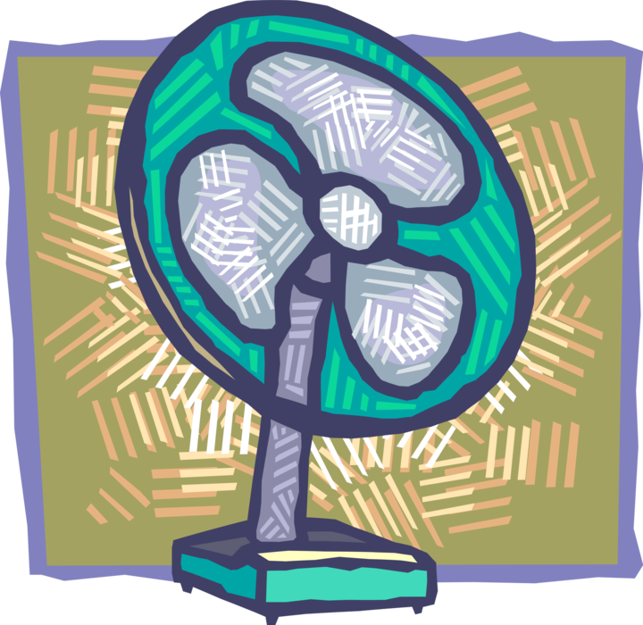 Vector Illustration of Household Electric Fan Provides Air Circulation