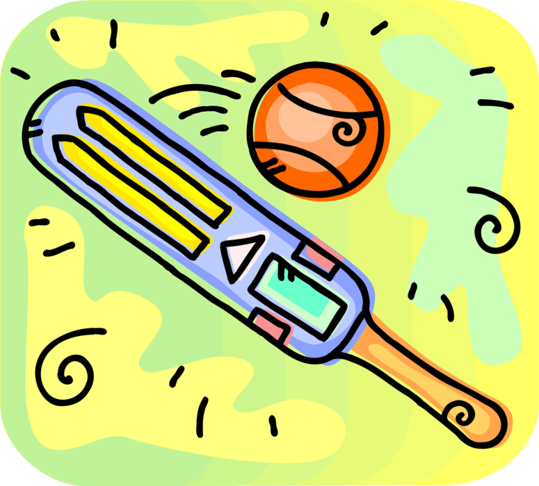 Vector Illustration of Sport of Cricket Bat and Ball