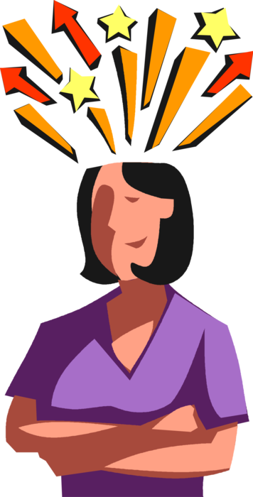 Vector Illustration of Resourceful Businesswoman uses Ingenuity to Deliver New Ideas for Corporate Business Success