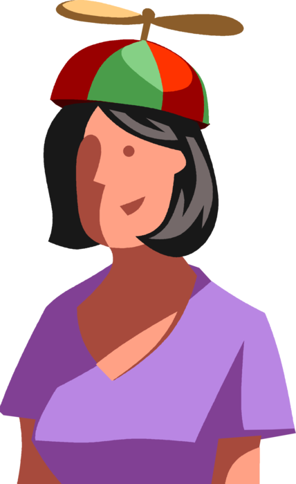 Vector Illustration of Businesswoman Nerd with Beanie Propeller Hat