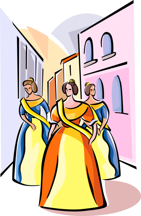Vector Illustration of Fallas Falles Traditional Celebration Commemoration of Saint Joseph, Spain