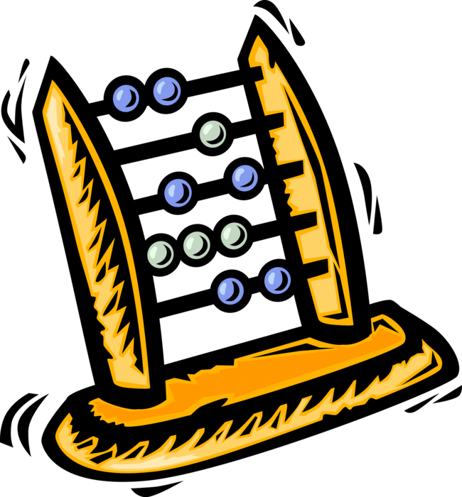 Vector Illustration of Abacus Counting Bead Frame Calculating Tool