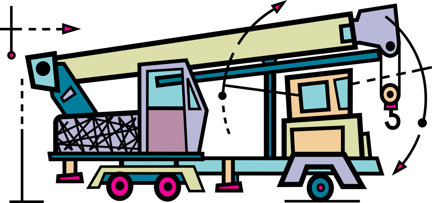 Vector Illustration of Mobile Construction Crane Heavy Equipment Truck Vehicle