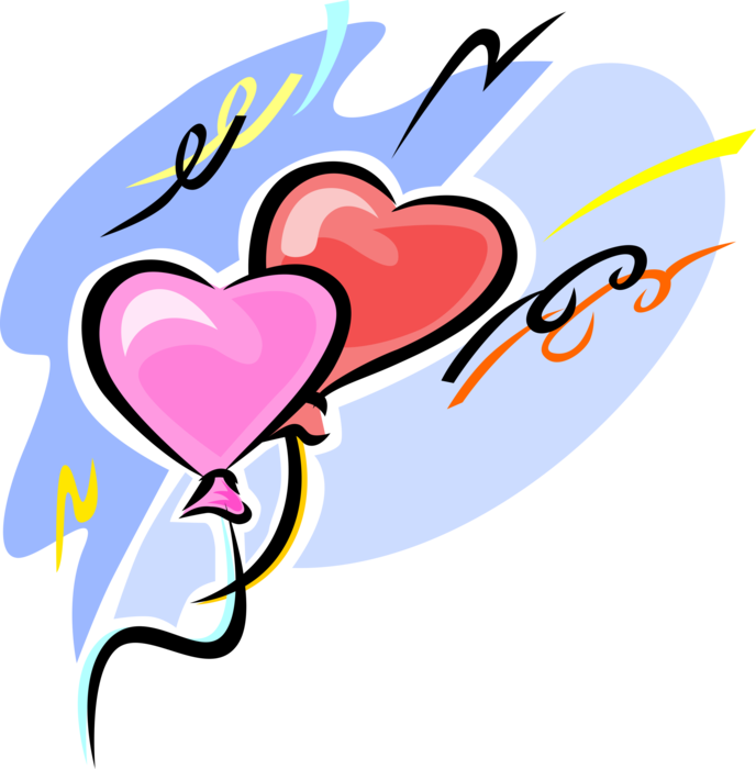 Vector Illustration of Valentine's Day Sentimental Love Heart Balloons Expression of Affection