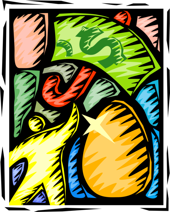 Vector Illustration of Human Figure Protects Golden Nest Egg Financial Investments with Risk and Security Umbrella