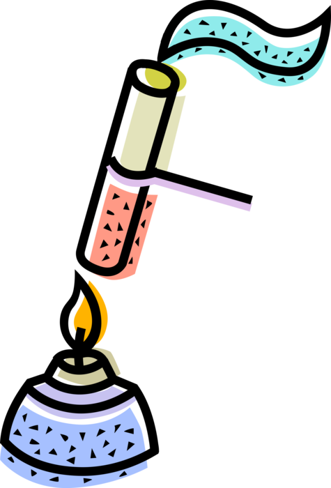 Vector Illustration of Laboratory Chemistry Research Bunsen Burner Flame with Glassware Test Tube