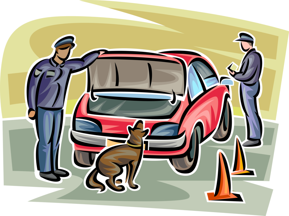 Vector Illustration of Homeland Security Border Services Law Enforcement Police Canine Terrorist Detection and Apprehension