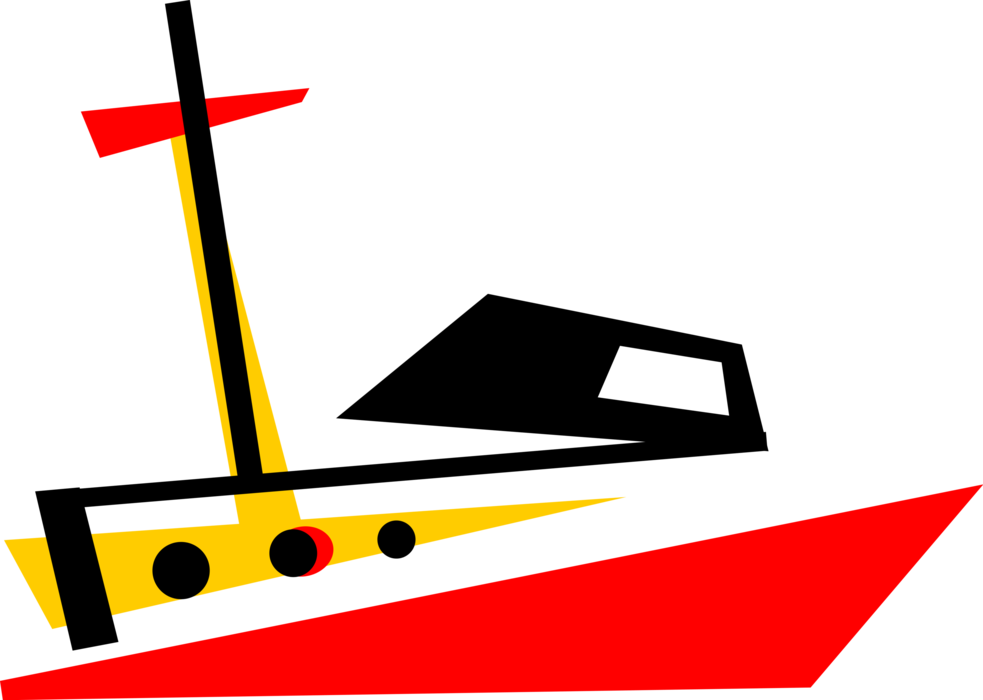 Vector Illustration of Motor Yacht Watercraft Vessel Pleasure Boat