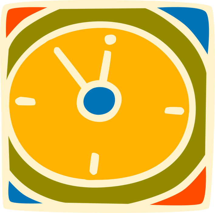 Vector Illustration of Wall Clock Timepiece Measures and Records Time