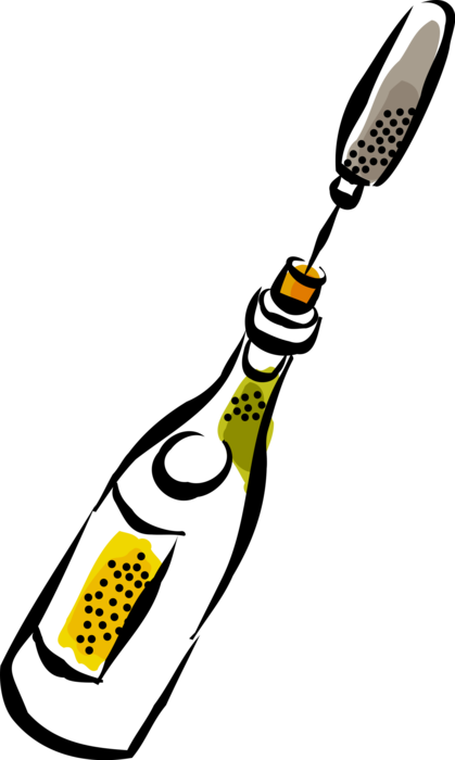 Vector Illustration of Corkscrew Tool Removes Corks from Wine Bottles