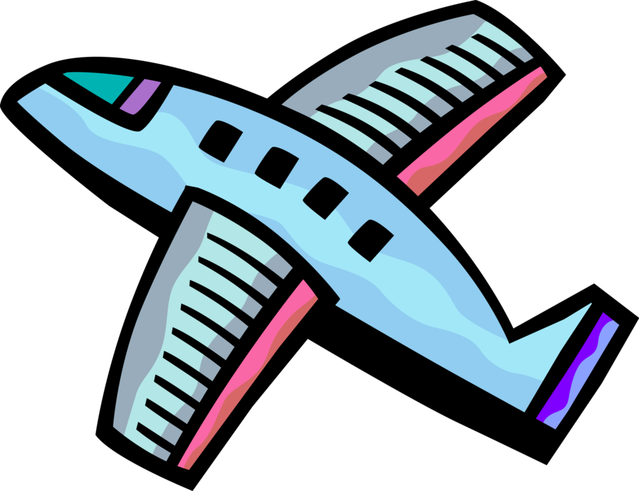 Vector Illustration of Commercial Airline Passenger Jet Aircraft Airplane Takes Off from Airport