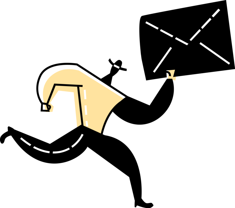 Vector Illustration of Overnight Courier Delivery Service Delivers Letter Envelope Correspondence