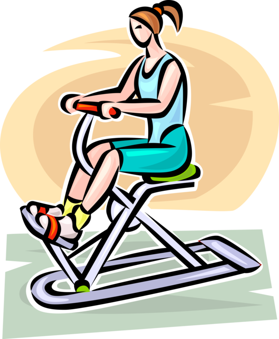 Vector Illustration of Fitness and Exercise Workout Stationary Bicycle