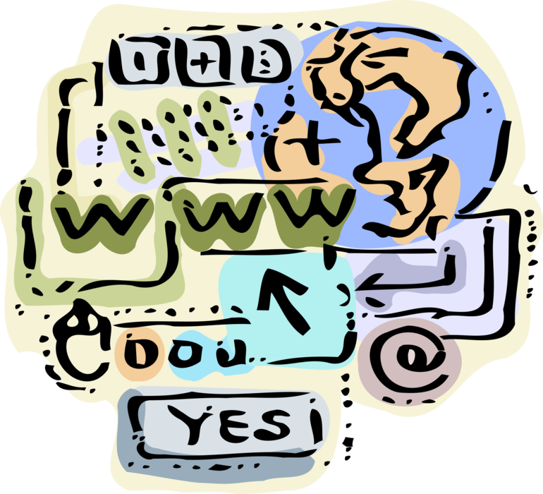 Vector Illustration of World Wide Web Online Internet Technology Provides Global Connectivity
