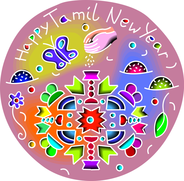 Vector Illustration of Happy Tamil Puthandu New Year for Tamils in Tamil Nadu and Puducherry India