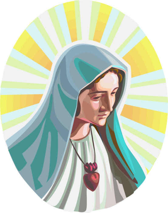 Vector Illustration of Virgin Mary, Mother of Jesus Christ Venerated since Early Christianity