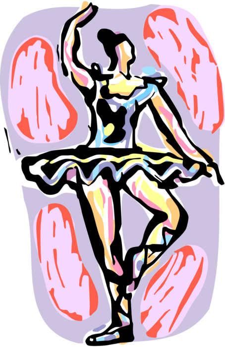 Vector Illustration of Ballerina Ballet Dancer Performs Dance Routine for Audience