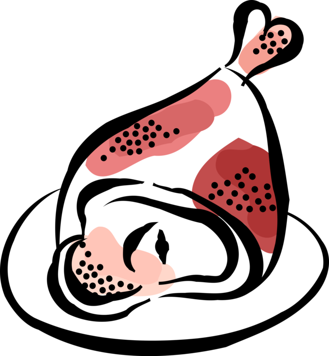 Vector Illustration of Leg of Pork Ham Dinner