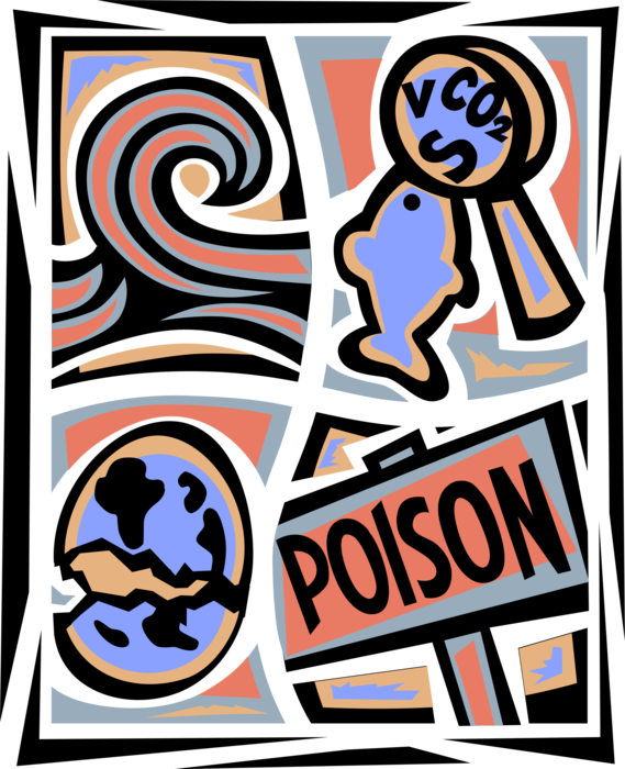 Vector Illustration of Social Responsibility and Environmental Sustainability with Pollution, Toxic Poison, Natural Disaster